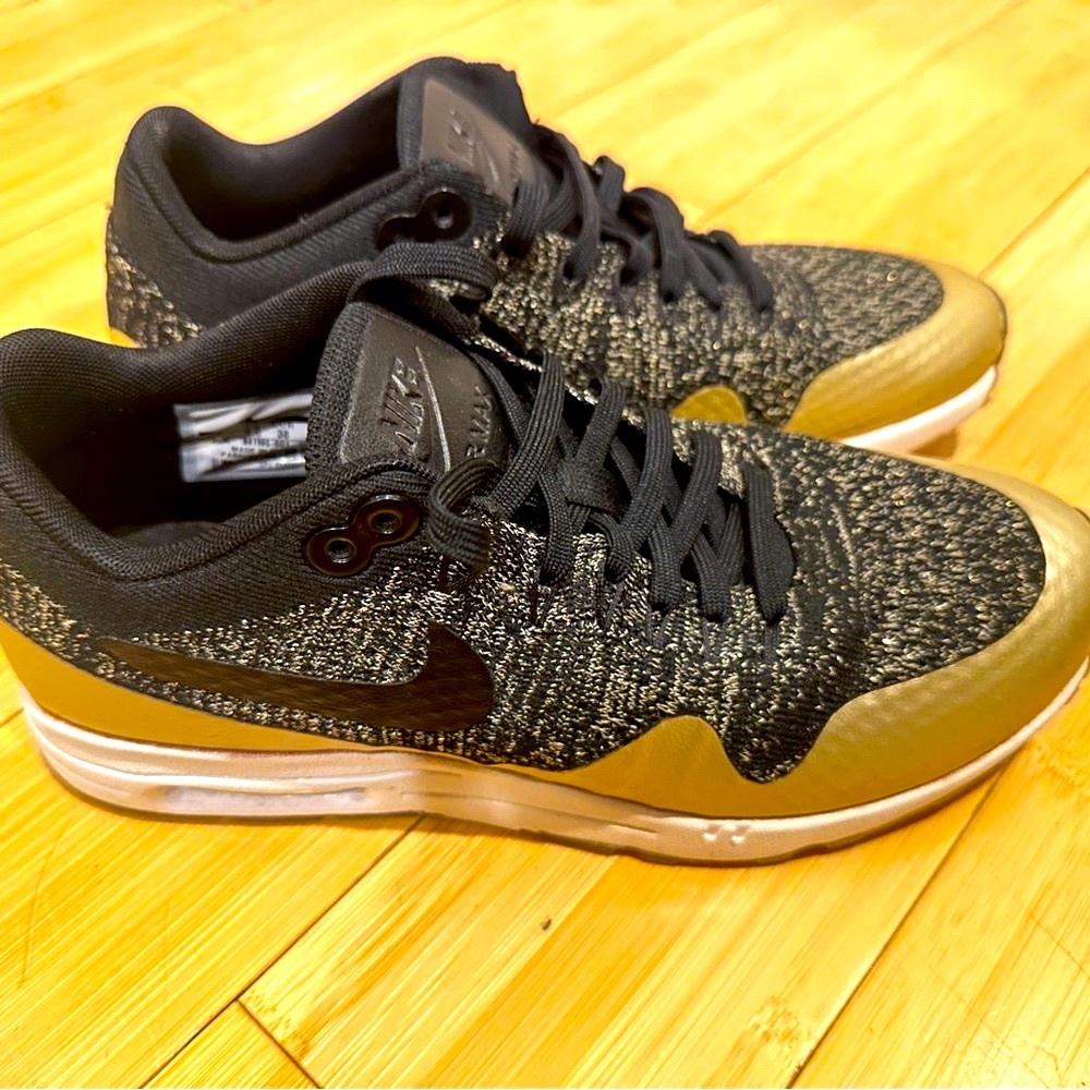 Size 7 - Nike Air Max 1 Ultra Flyknit Metallic Gold